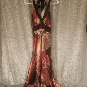 Cache Red and Brown Halter Gown for Wedding